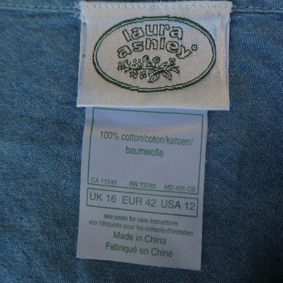 SOLD Laura Ashley Maxi Dress Zip Back Slits Tank Blu 12 - Picture 7 of 7